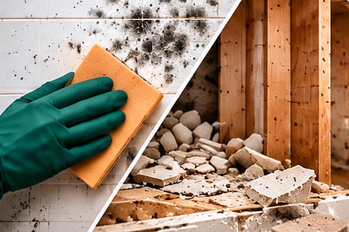 Comparison of cleaning a surface and removing damaged material